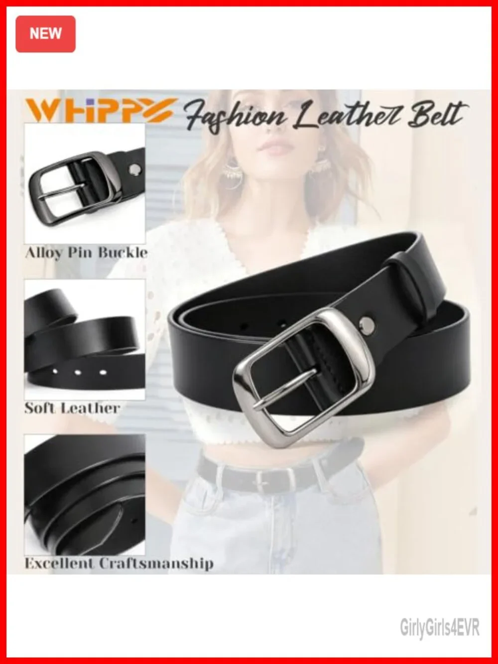 Fashion Leather Belt for Women Casual Solid Pin Buckle